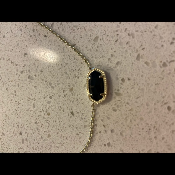Elisa Gold Pendant Necklace In Black Opaque Glass - Picture 2 of 3